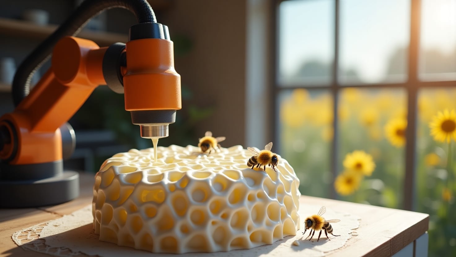 3D-gedruckte Bienenstöcke aus nachhaltigem Myzel-Material 3D-gedruckte Bienenstöcke aus nachhaltigem Myzel-Material