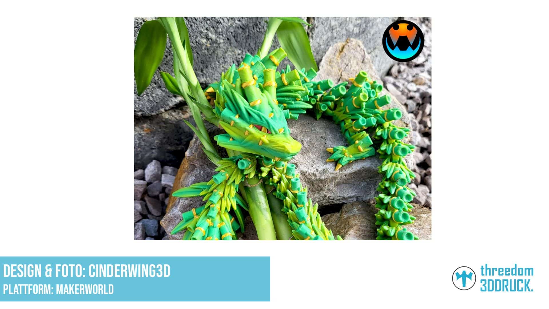Bambus-Drachen 3D-Druckmodell von Cinderwing3D für BambuLab-Drucker