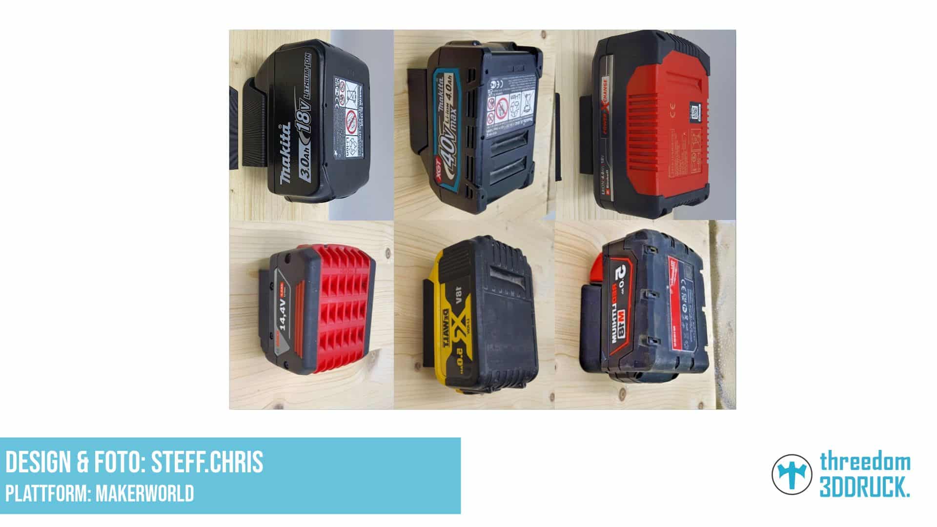 Akkuhalter für Bosch, Makita, Dewalt, Milwaukee, Einhell