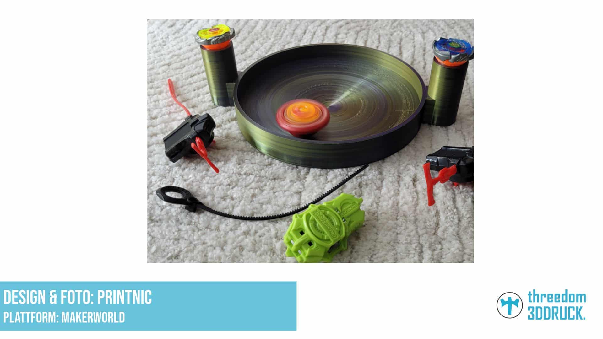 Beyblade Arena mit Ständern für Originale und Replikate