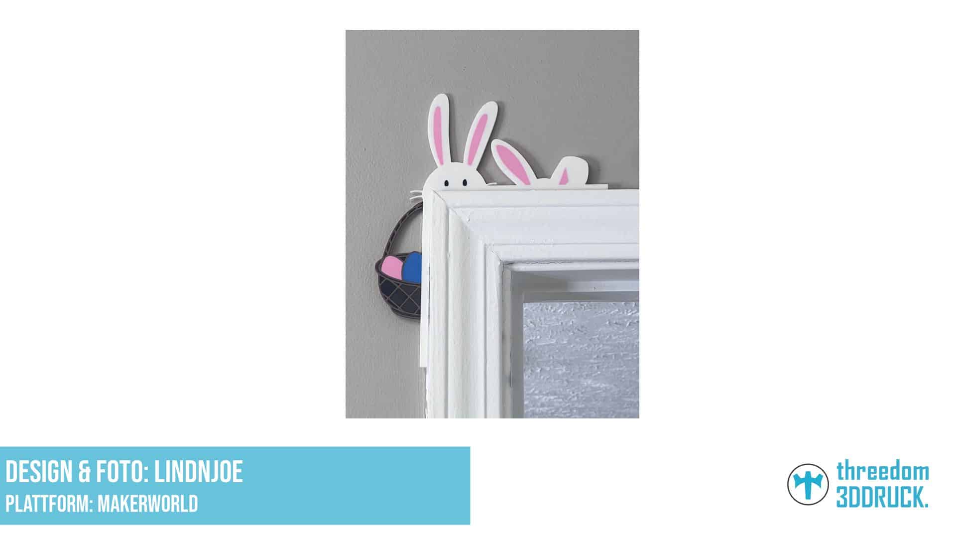 Osterhasen-Türdekor mit Korb und Ohren