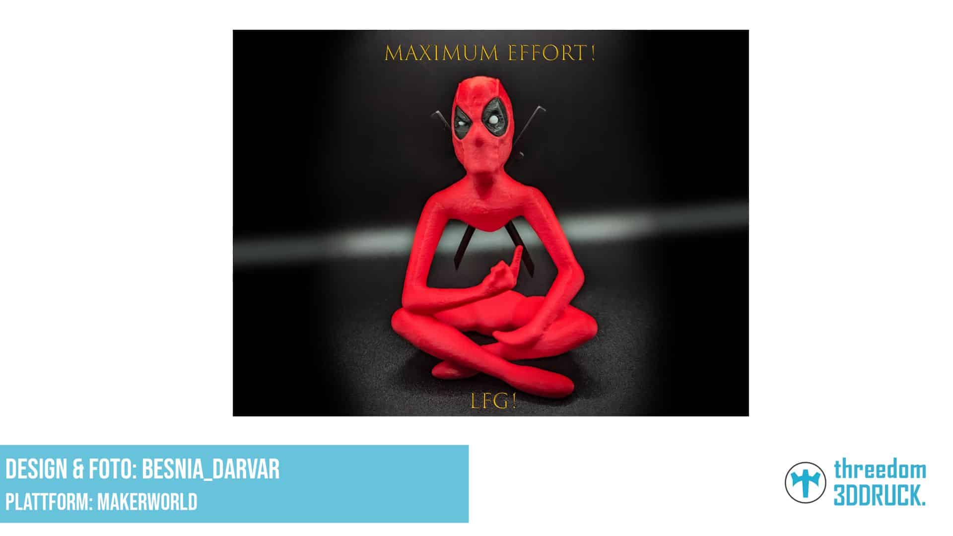 Meditierender Deadpool-Skulptur