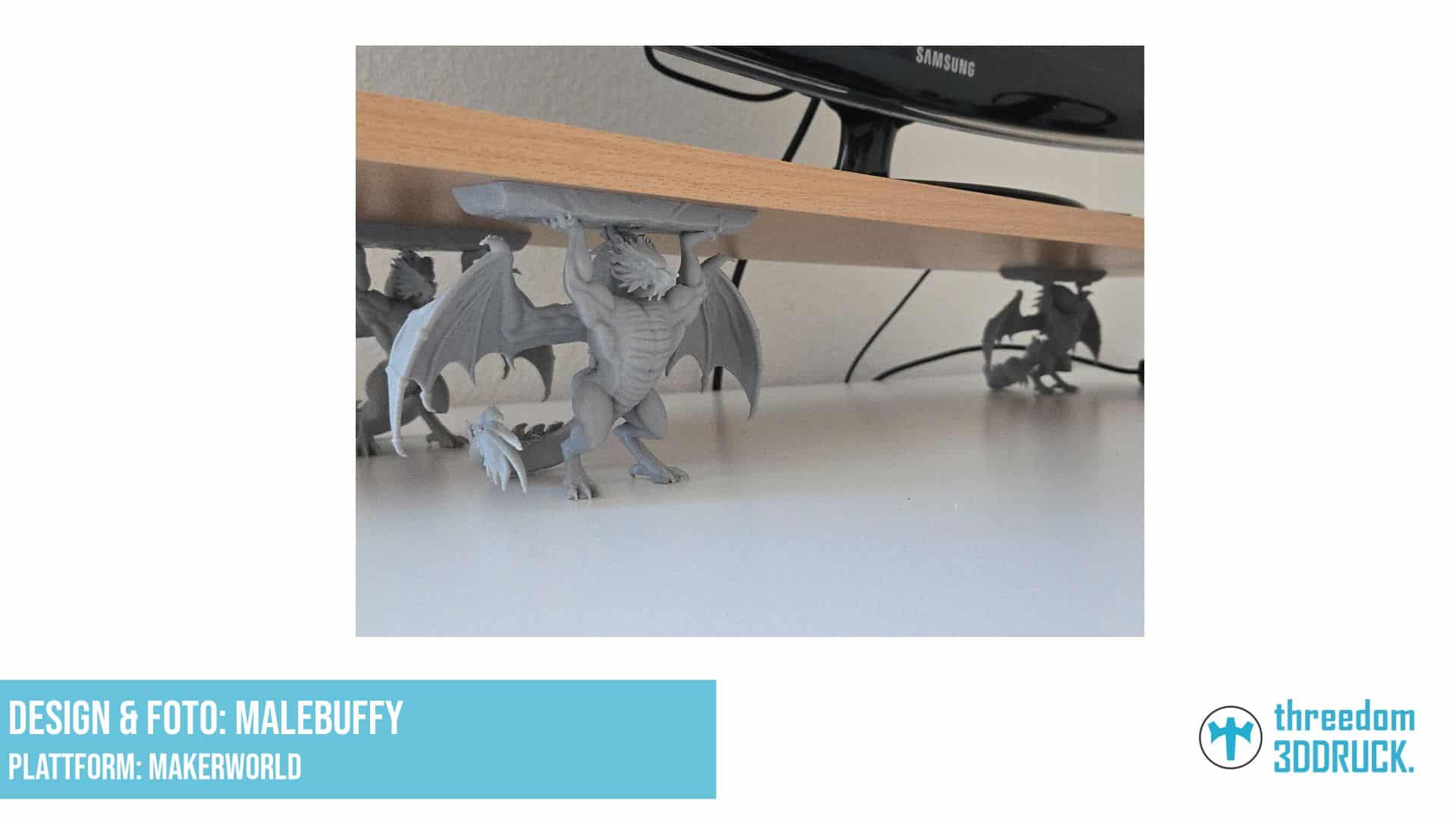 Drachen-Monitorhalterung mit Holzplatte