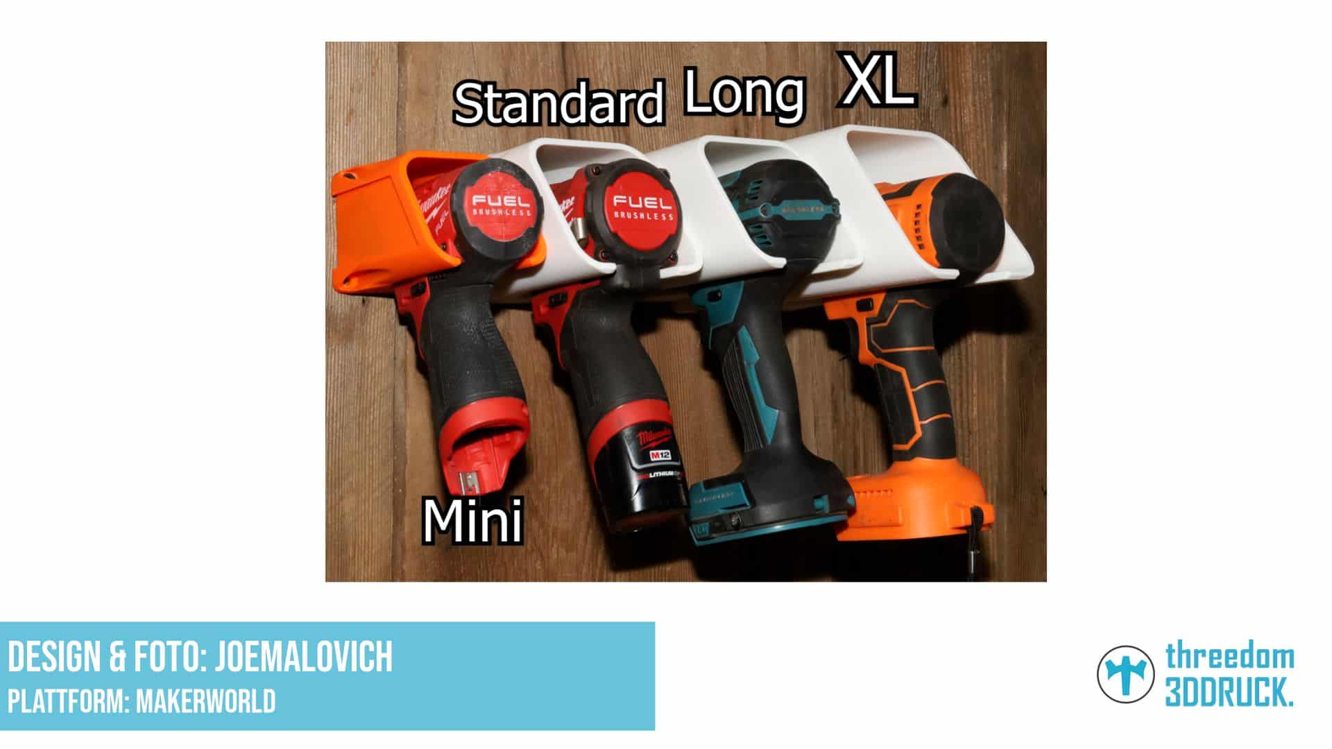 Wandhalterung für Akkuschrauber V2 (Mini, Standard, Lang, XL)