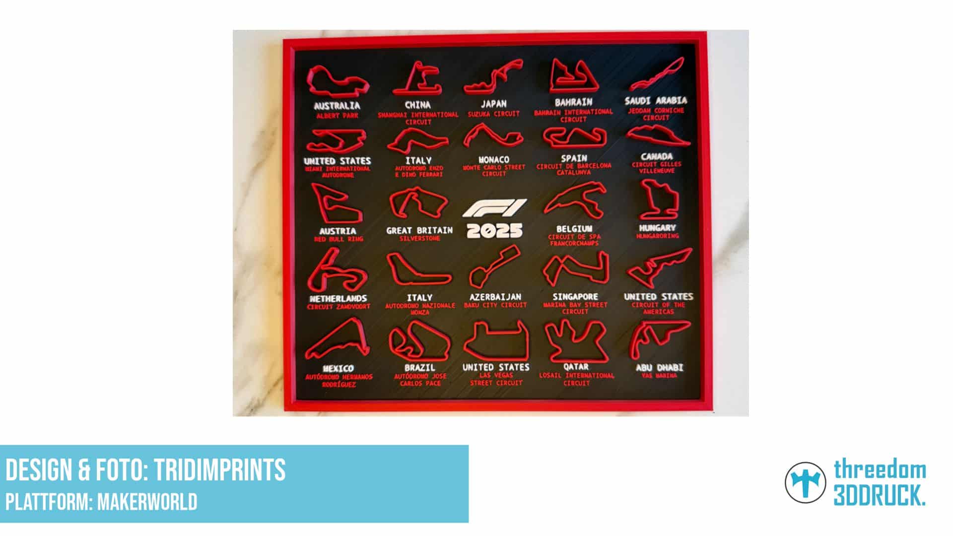 Formel-1-Kalender 2025 mit Ständer