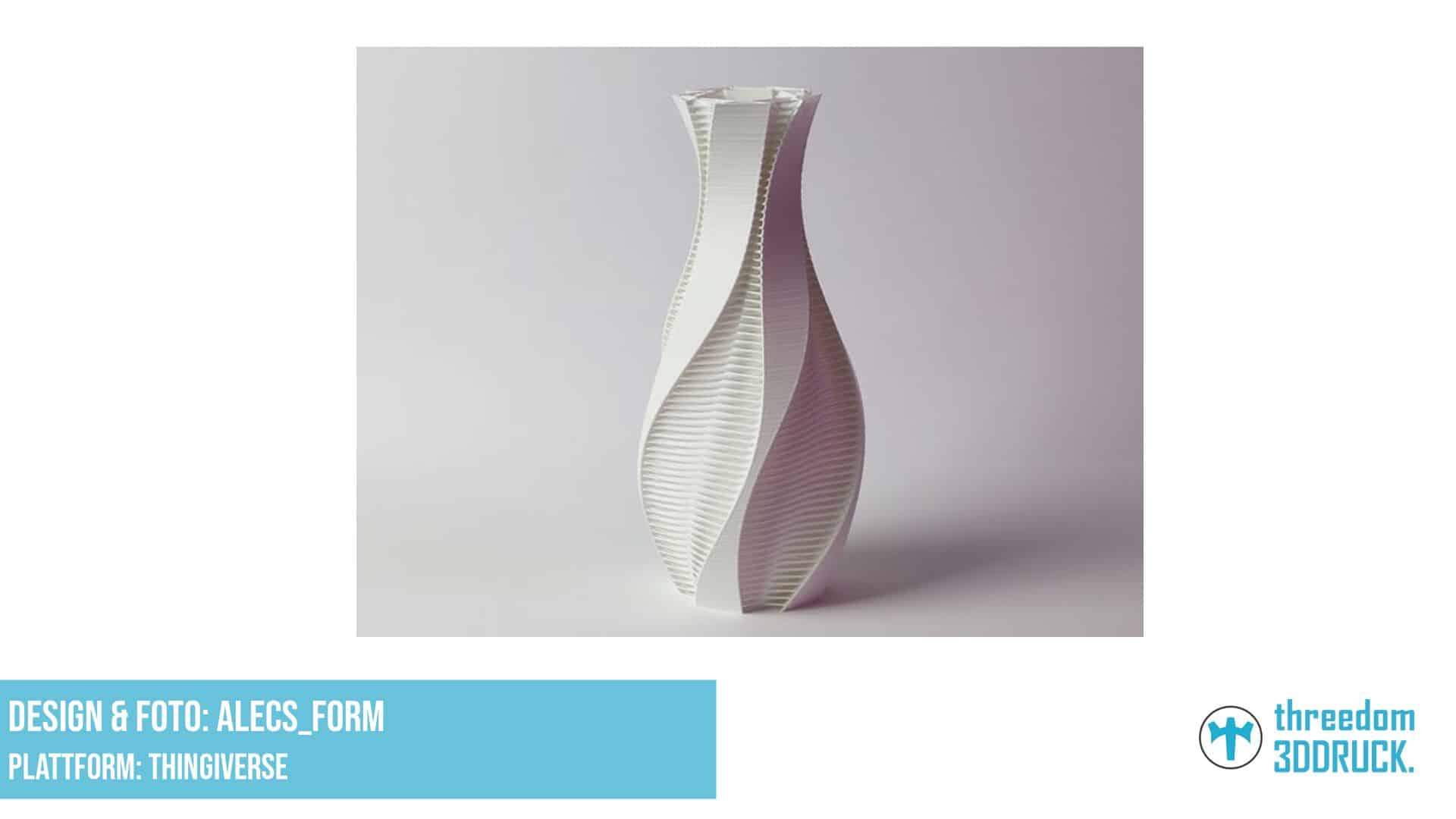 Gedrehte Vase mit verstärkenden Filamentfäden