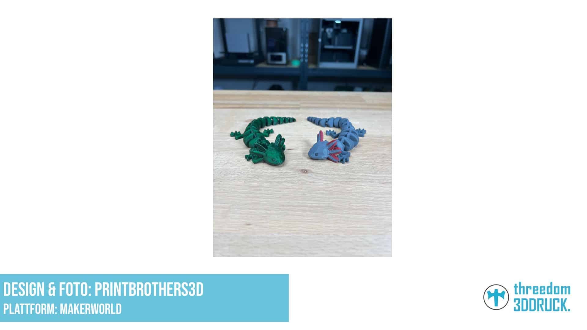 Gelenkiger Axolotl – Mehrfarbig und Einfarbig