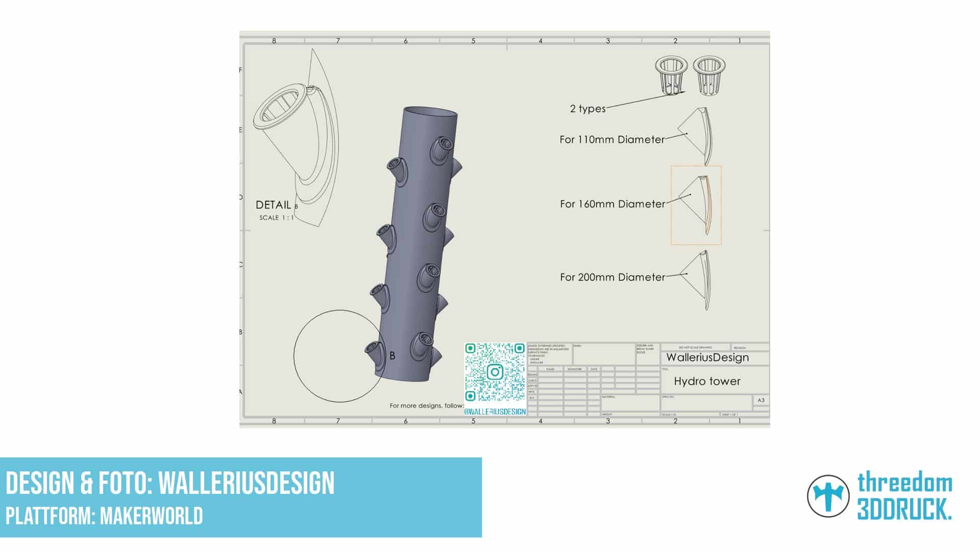 Hydroponik-Turm PVC-Rohrverbinder für 110, 160 und 200 mm