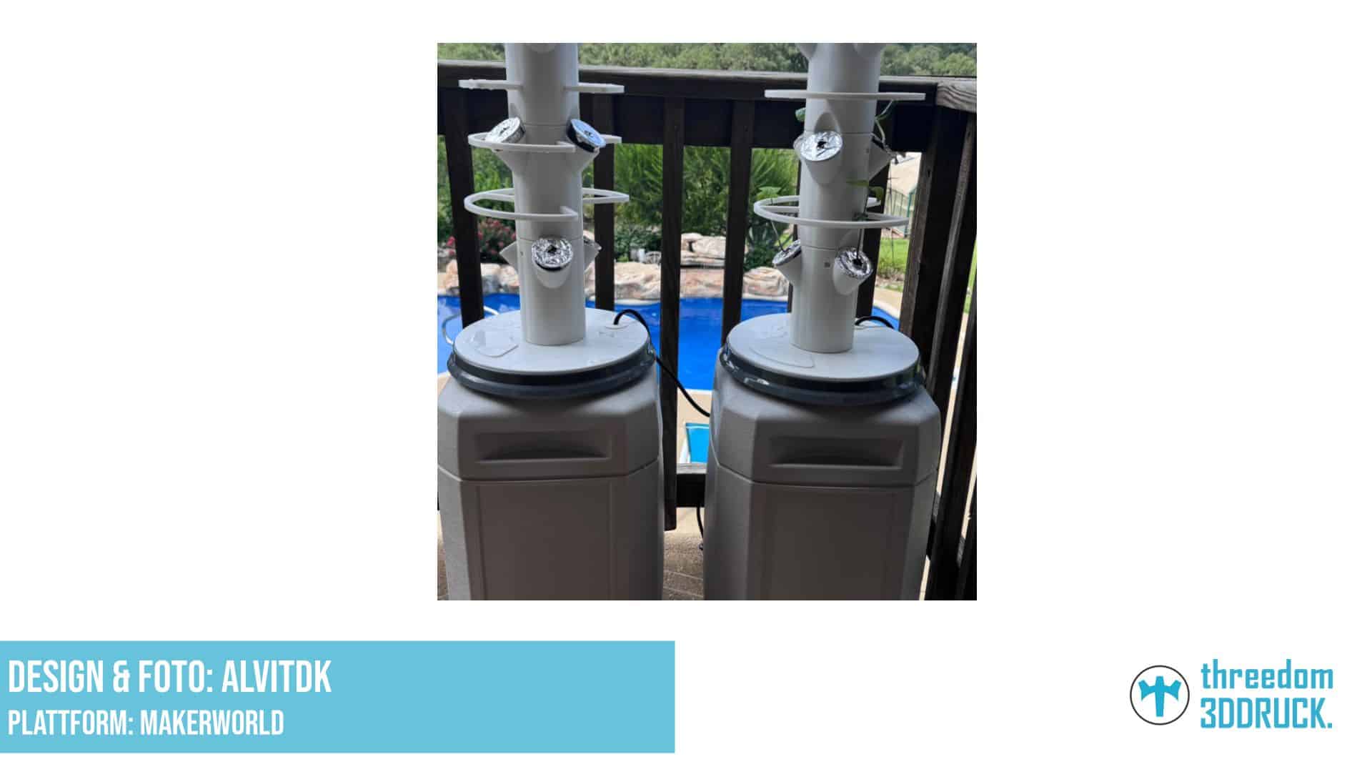 Hydroponischer Grow-Turm mit Rankgitter und Lichtaufnahme für 13-Gallonen-Tank