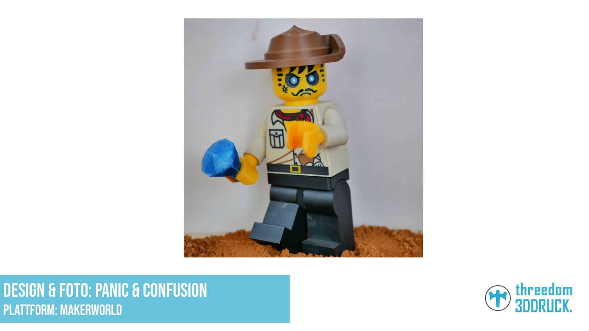 Bauklotz-Figur Johnny Thunder mit besessenem Gesichtsausdruck