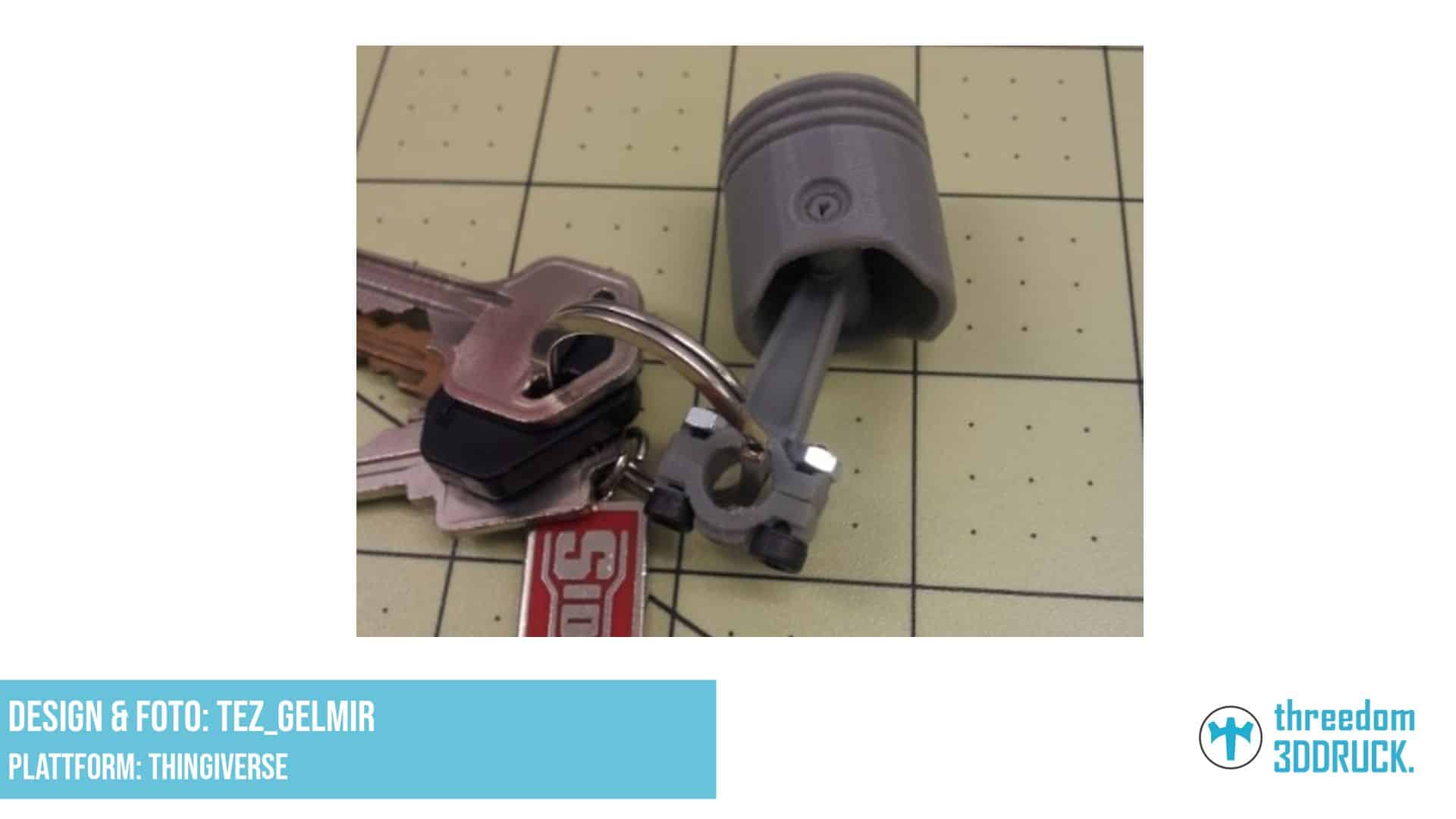 Kolben-Schlüsselanhänger mit M3-Schrauben