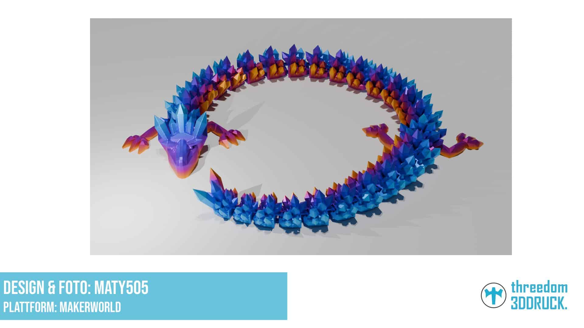 Gelenkiger Kristall-Drache zum 3D-Drucken