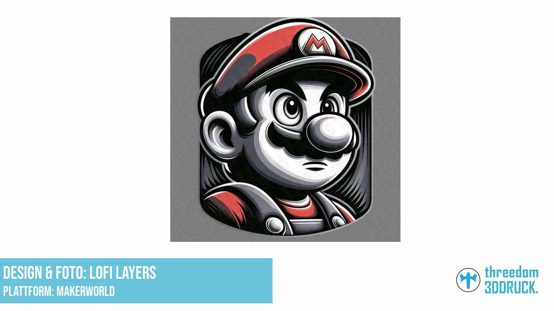 Mario Abzeichen Hueforge 3D-Druck