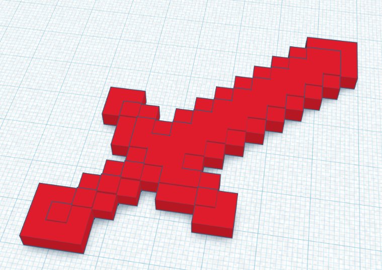 Minecraft-Schwert mit Pixelrelief