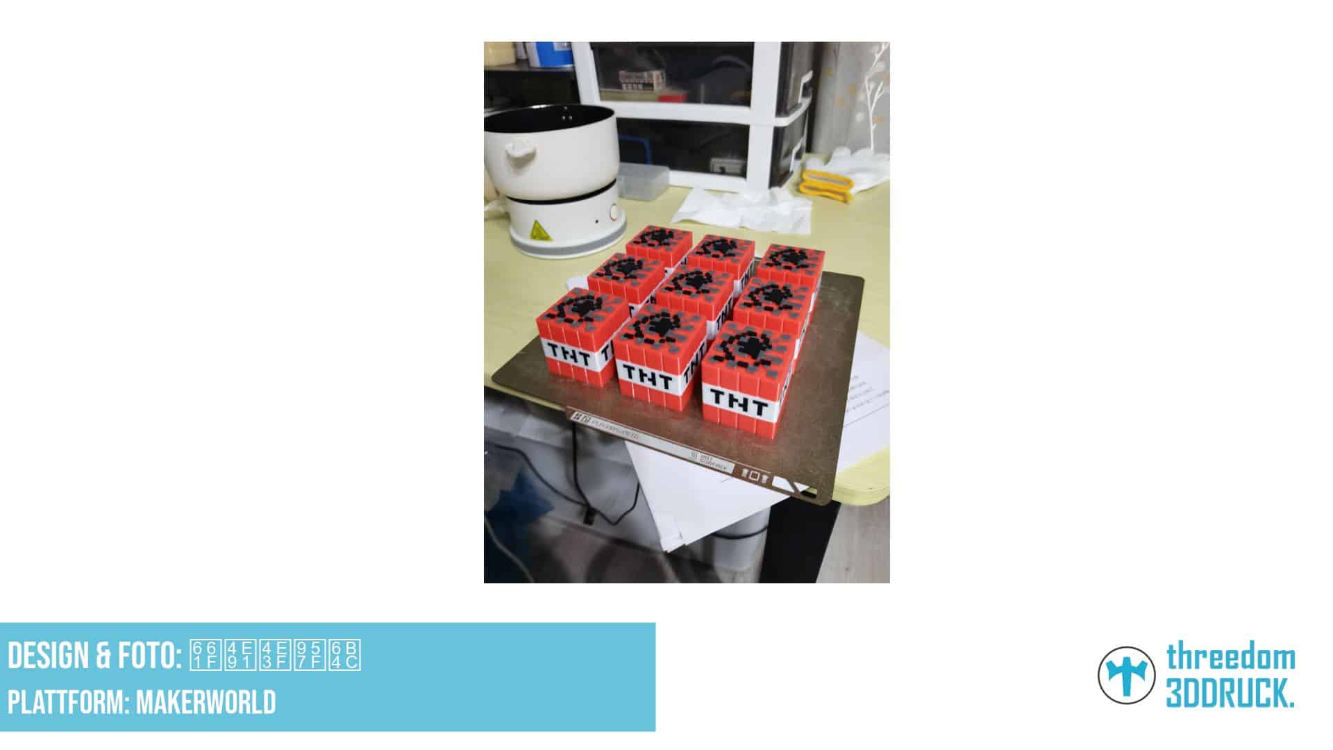 Minecraft TNT-Blockmodell mit angehobenem Draht