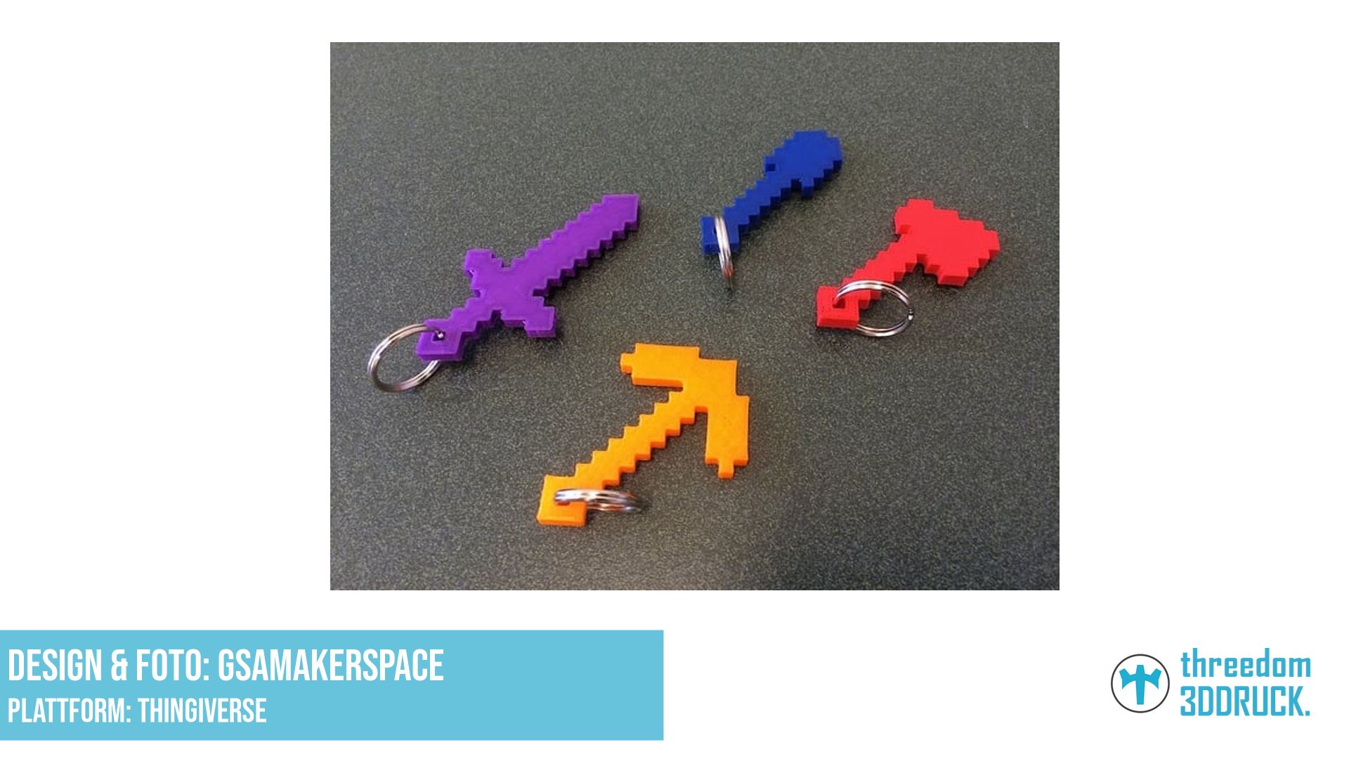 Minecraft-Werkzeuge mit Schlüsselringhalterung