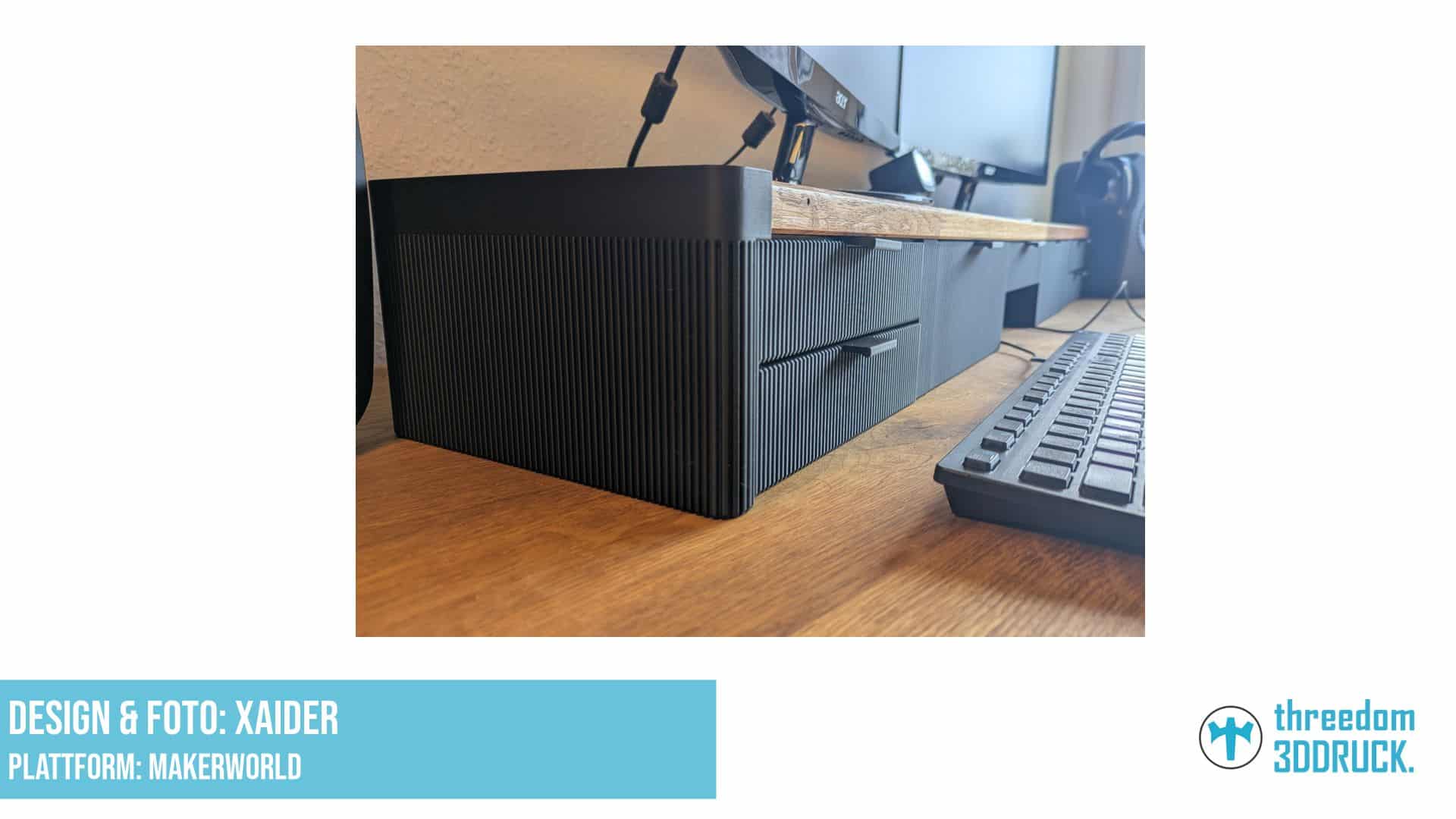 Modularer Monitorständer mit Gridfinity-Schubladen