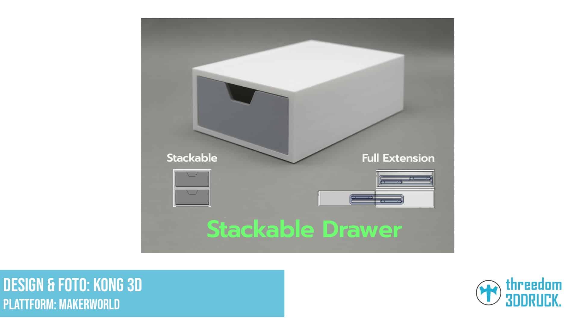 Stapelbare Schublade mit Monitorerhöhung