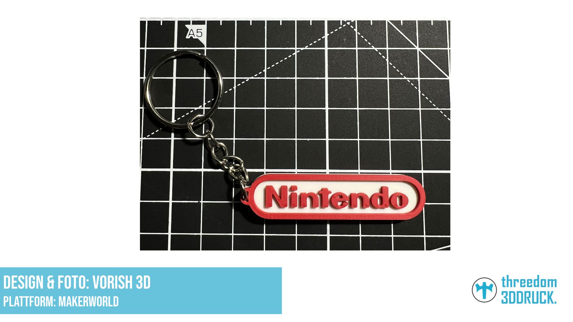 Nintendo Logo Schlüsselanhänger – Weiß mit rotem Relief