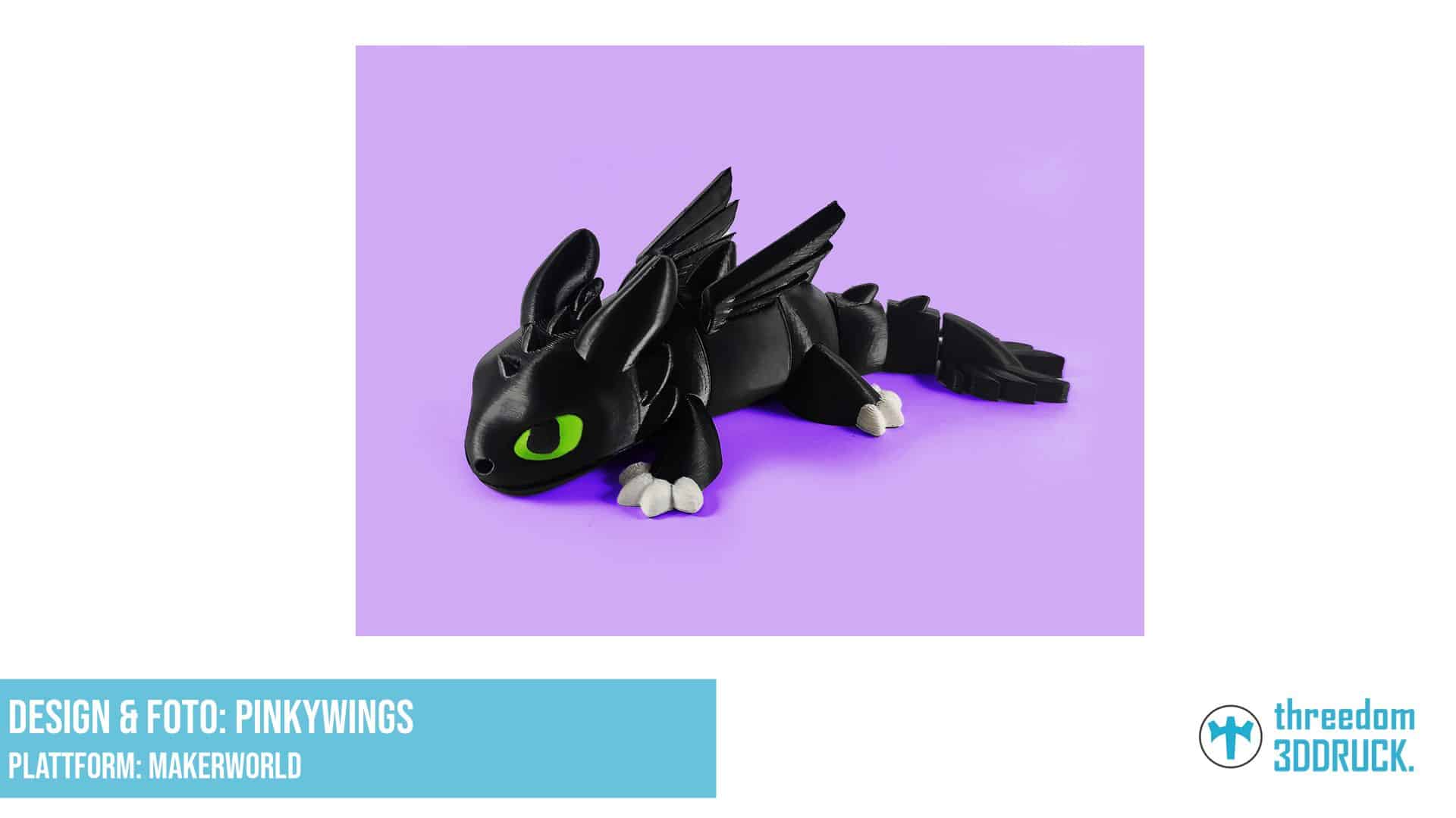 Beweglicher Nachtflug-Drache Ohnezahn als Flexi-Figur