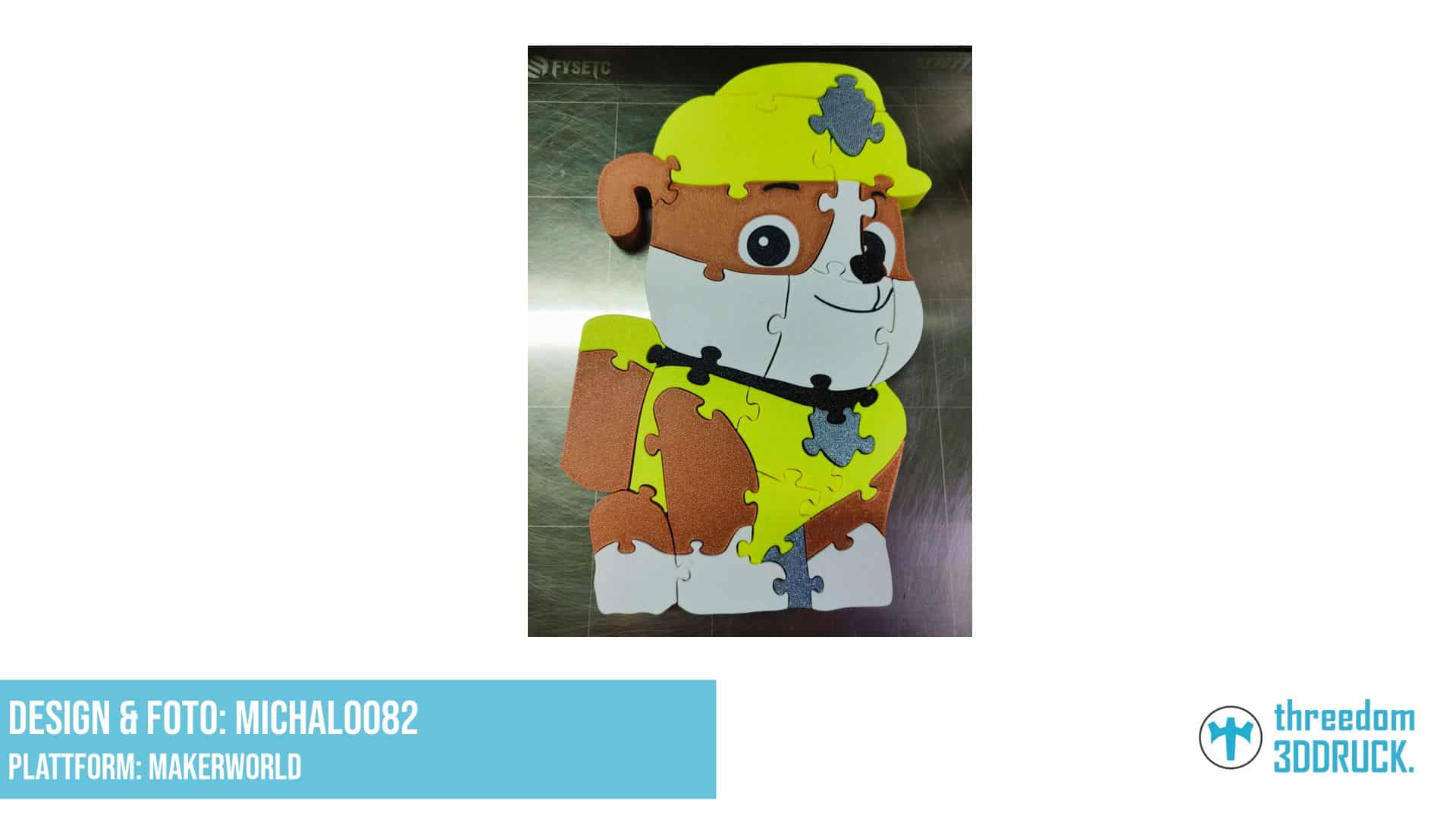 Paw Patrol Puzzle Rubble mit Zahlen und Buchstaben