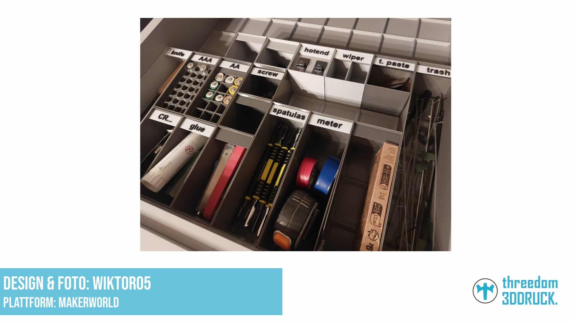 Schubladen-Organizer mit variablen Fächern