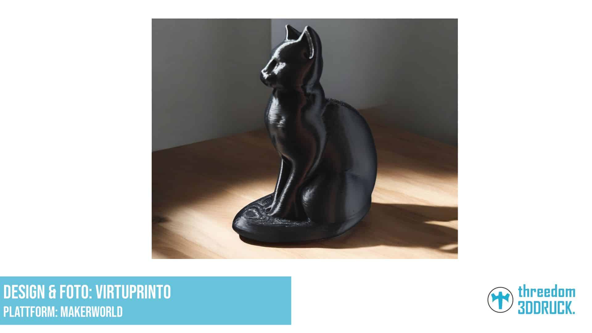 Sitzende schwarze Katze als 3D-Dekofigur