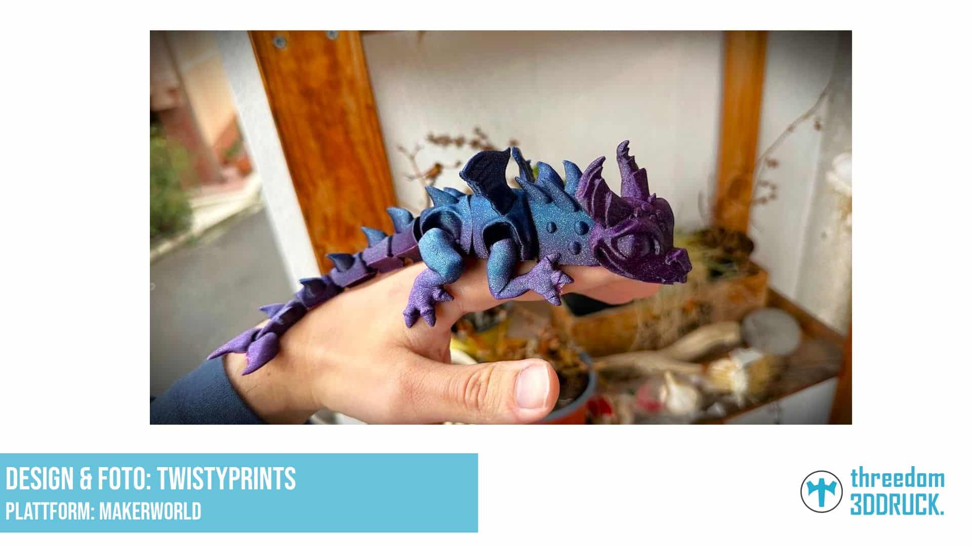 Gelenkiger süßer Drachen zum 3D-Drucken