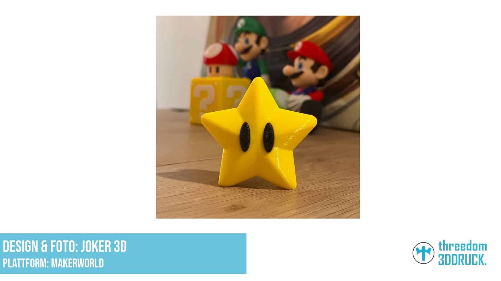 Super Mario Stern mit Stand und Augen in Gelb-Schwarz