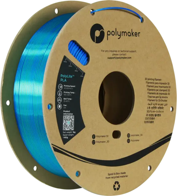 Polymaker – PolyLite Dual Silk PLA Caribbean Sea Blue-Green – 1,75 mm – 1 kg