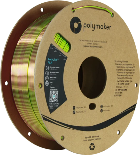 Polymaker – Dual Silk PLA Aubergine Lime-Magenta – 1,75 mm – 1 kg