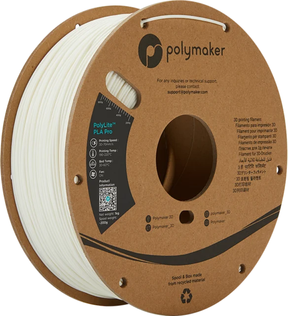 Polymaker – PolyLite PLA PRO White – 1,75 mm – 1 kg