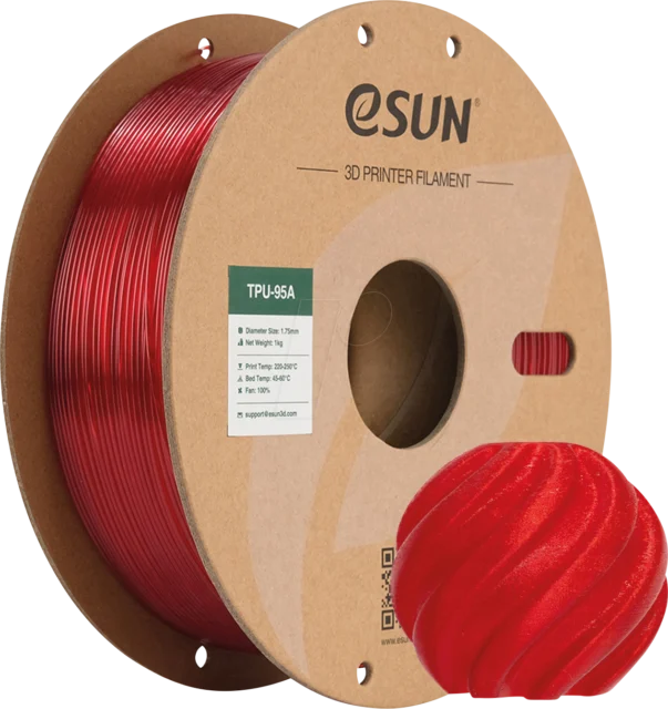 eSUN – TPU-95A Durchscheinendes Rot – 1,75 mm – 1 kg