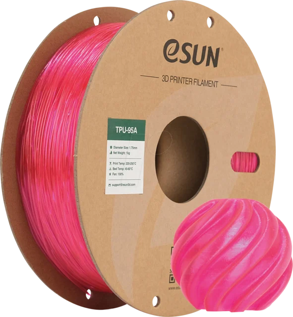 eSUN – TPU-95A Durchscheinendes Rosa – 1,75 mm – 1 kg