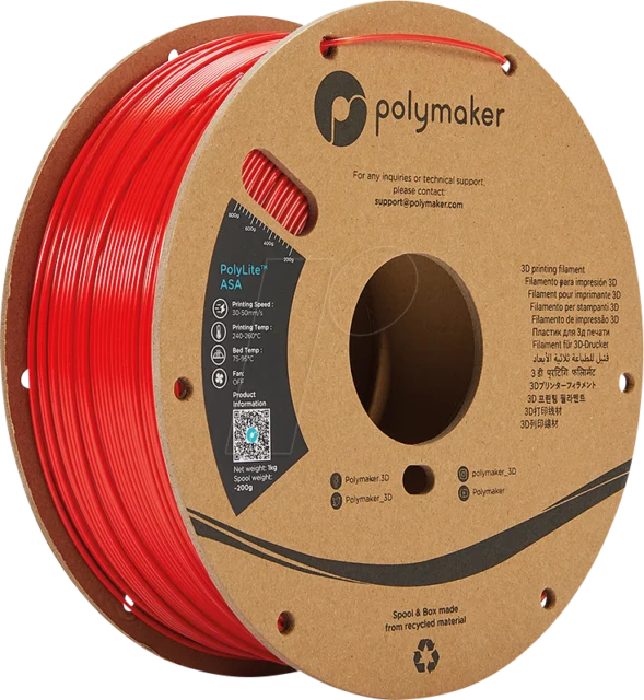 Polymaker – PolyLite ASA Rot – 1,75 mm – 1 kg